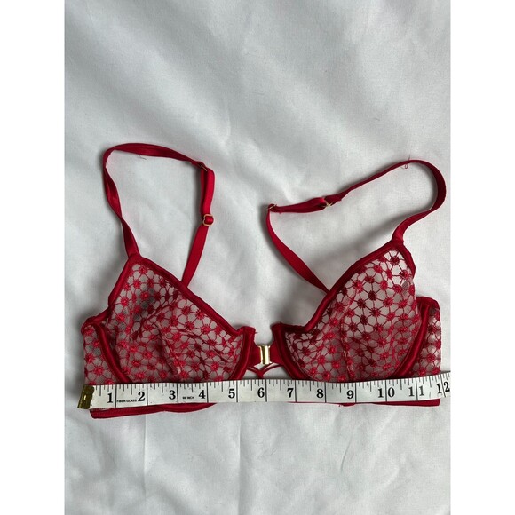 Victorias Secret Luxe Starburst Bra Unlined Demi Embroidered Front Closure 32D - Picture 9 of 9